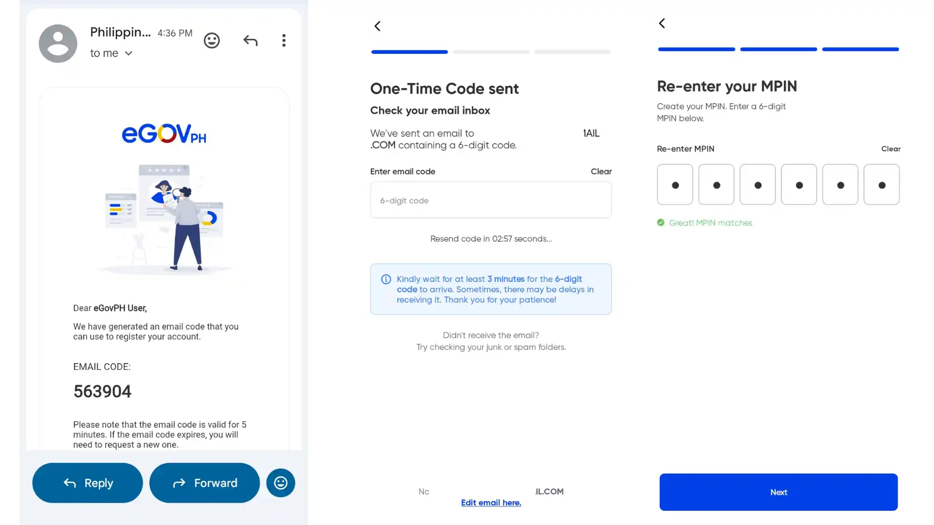 one time code sent