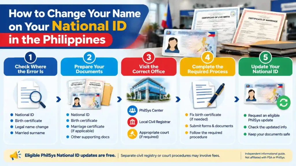 how to change name in national id