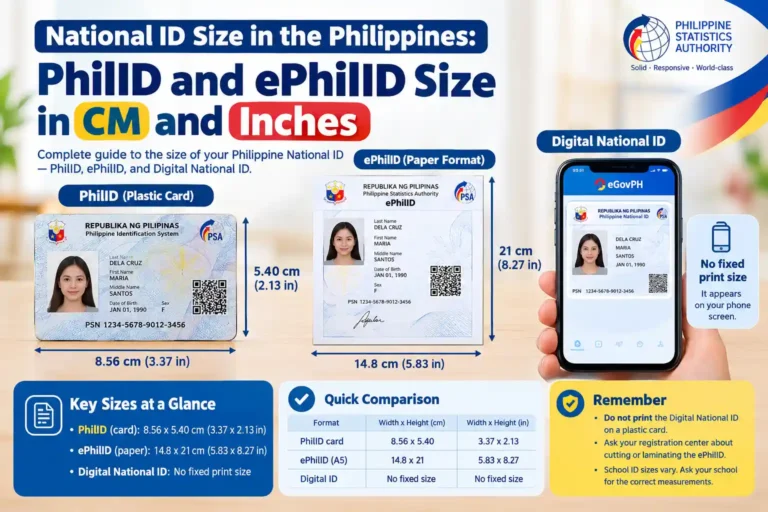 Philippine National ID Size in CM and Inches